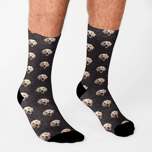 GeckoCustom Custom Dog Cat Photo With Christmas Pattern For Men and Women Sock N304 890221