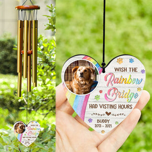 GeckoCustom Custom Dog Photo I Crossed The Rainbow Bridge Memorial Wind Chimes HO82 891312 Solid Black