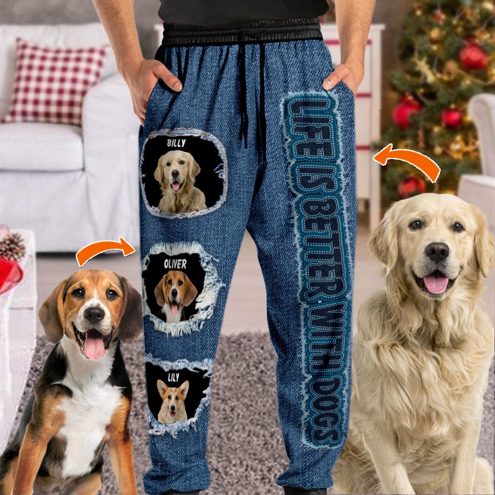 GeckoCustom Custom Dog Photo Life Is Better With Dogs Sweatpants N369 889948