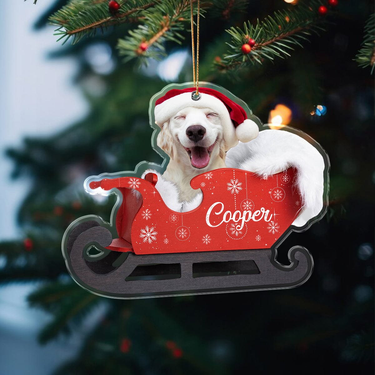 GeckoCustom Custom Dog Photo Santa Acrylic Ornament HO82 891104