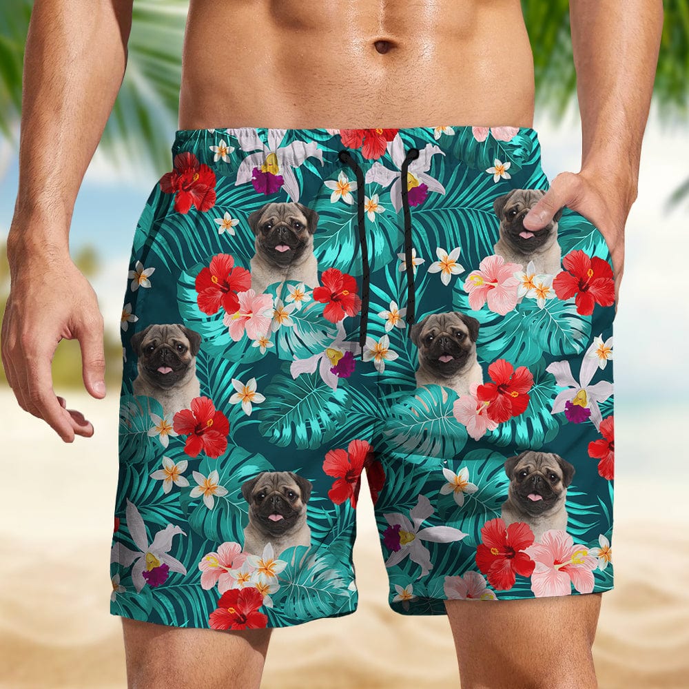 GeckoCustom Custom Dog Photo Summer Tropical Beach Short For Men N304 890452