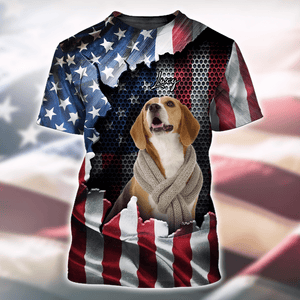 GeckoCustom Custom Dog Photo With Flag US Background T-Shirt T286 889956