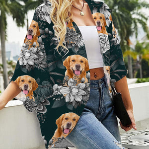 GeckoCustom Custom Dog Photo With Flower Pattern Woman Kimono N304 889476