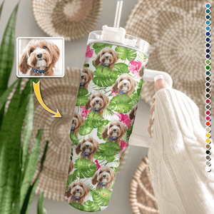 GeckoCustom Custom Dog Photo With Hawaiian Style Tumbler 40oz TA29 890344