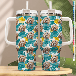 GeckoCustom Custom Dog Photo With Hawaiian Style Tumbler Iron Ring 40oz TA29 890346