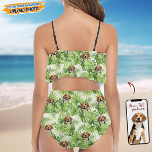 GeckoCustom Custom Dog Photo With Pattern Bikini Swimsuit TA29 889346