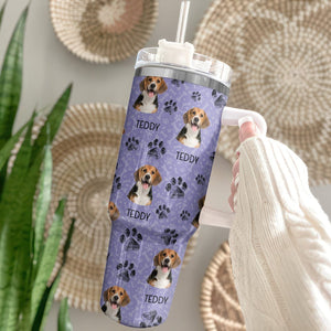 GeckoCustom Custom Dog Photo With Paw And Bone Icon Tumbler Iron Ring 40oz TA29 890324