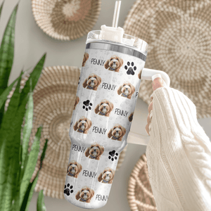 GeckoCustom Custom Dog Photo With Paw Dog Tumbler 40oz TA29 890587