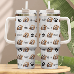 GeckoCustom Custom Dog Photo With Paw Dog Tumbler 40oz TA29 890587