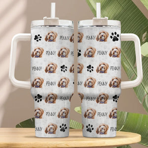 GeckoCustom Custom Dog Photo With Paw Dog Tumbler 40oz TA29 890589