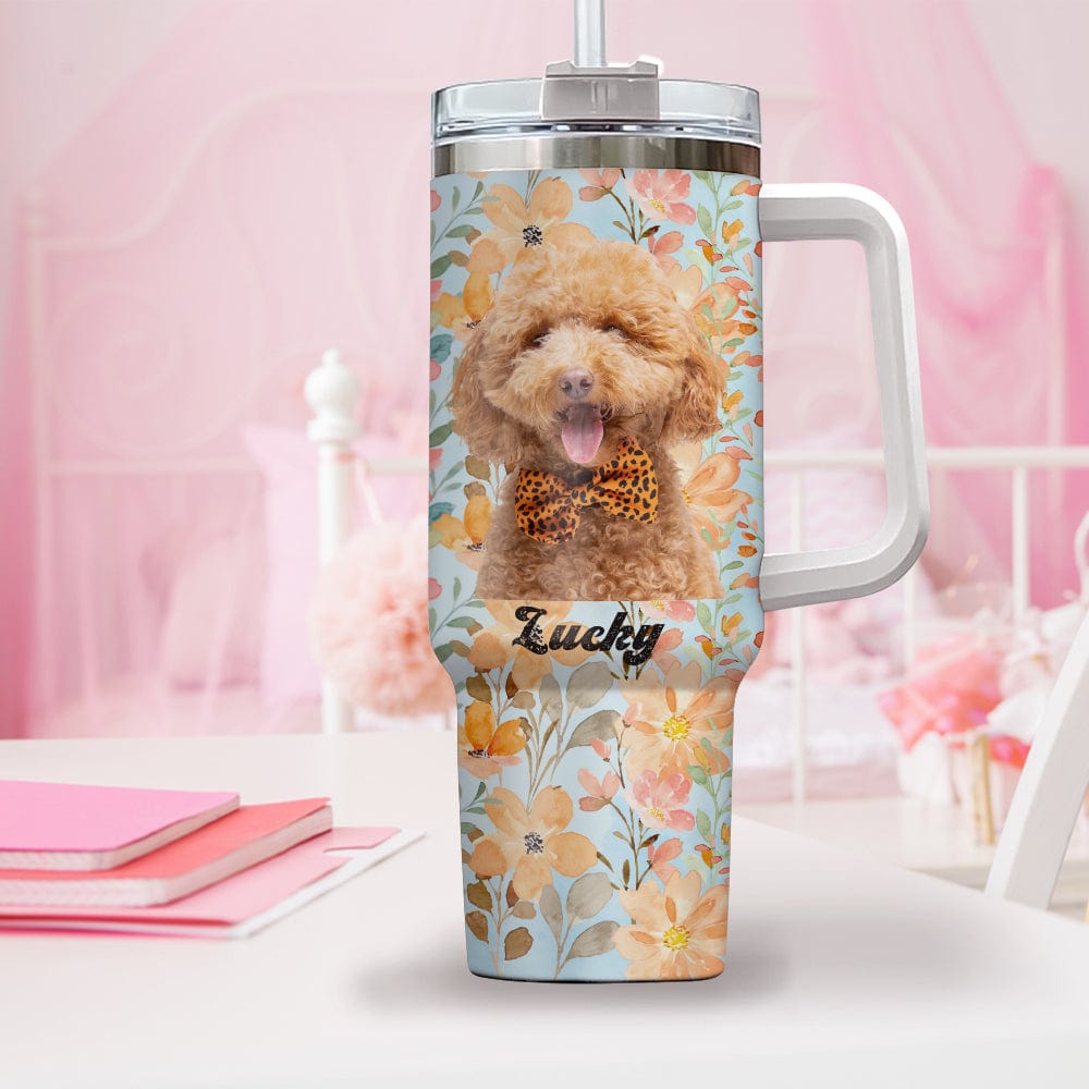 GeckoCustom Custom Dog Portrait Photo With Retro Style Tumbler Iron Ring 40oz TA29 890326