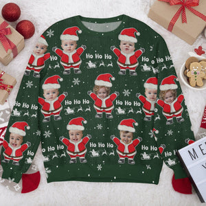 GeckoCustom Custom Face Ho Ho Ho Xmas Santa All-Over-Print Ugly Sweater HO82 893140