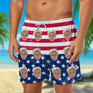 GeckoCustom Custom Face Photo America Flag Beach Short N304 889243