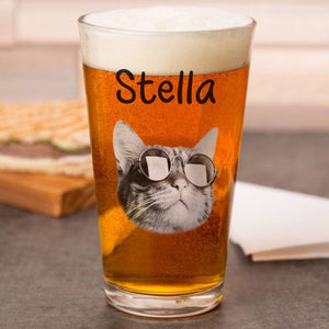 GeckoCustom Custom Face Photo For Cat Lover Print Beer Glass N304 890921 16oz