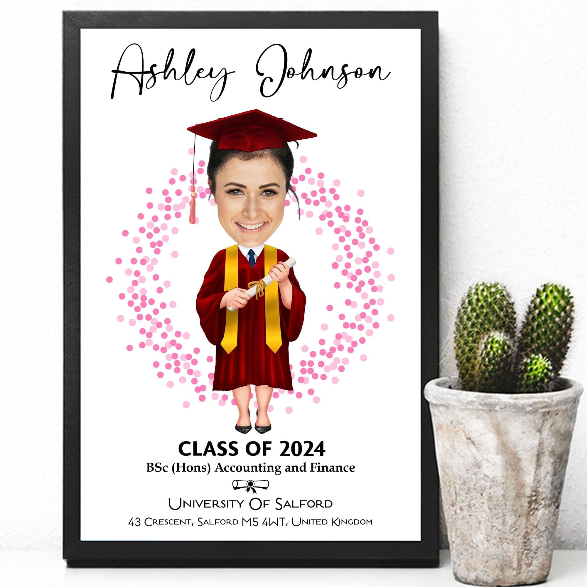 GeckoCustom Custom Face Photo Graduation Gift Personalized Graduation Senior Vertical Poster C623