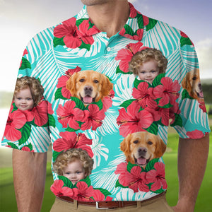 GeckoCustom Custom Face Photo Hawaiian Dog Family Polo Shirt DM01 891101