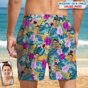 GeckoCustom Custom Face Photo Tropical Style Beach Short N304 889503