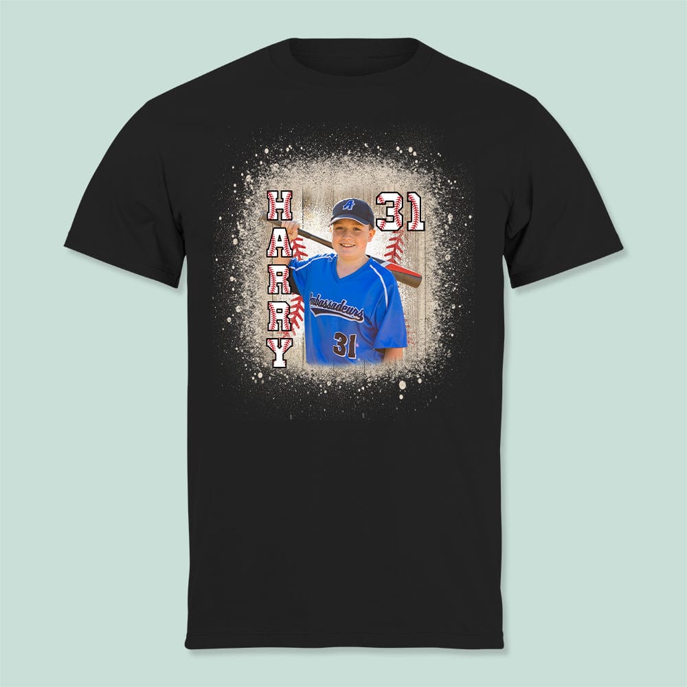 GeckoCustom Custom Face Photo With Bleached Pattern For Baseball Lovers Shirt K228 889542 Premium Tee (Favorite) / P Black / S