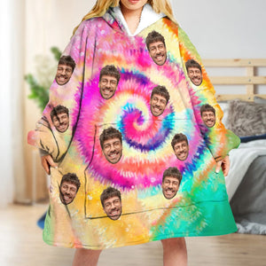 GeckoCustom Custom Face Photo With Tie Dye Background Hoodie Blanket N304 889370