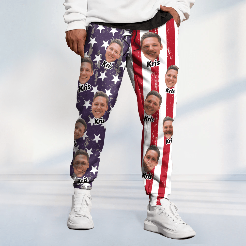 GeckoCustom Custom Human Face Photo With Flag USA Grunge Background Sweatpants N369 889844