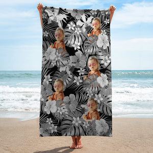 GeckoCustom Custom Human Photo Tropical Style Beach Towel N304 890390 30"x60"