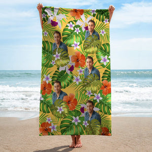 GeckoCustom Custom Human Photo Tropical Style Beach Towel N304 890390 30"x60"