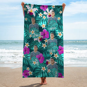 GeckoCustom Custom Human Photo Tropical Style Beach Towel N304 890390 30"x60"