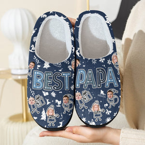 GeckoCustom Custom Kid Photo Best Dad Christmas Gift Slippers HO82 893116