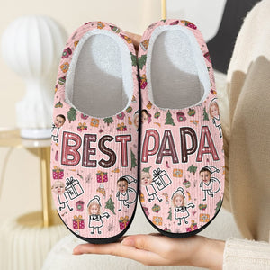 GeckoCustom Custom Kid Photo Best Dad Christmas Gift Slippers HO82 893116