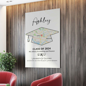 GeckoCustom Custom Map Graduation Gift Personalized Graduation Senior Canvas C598