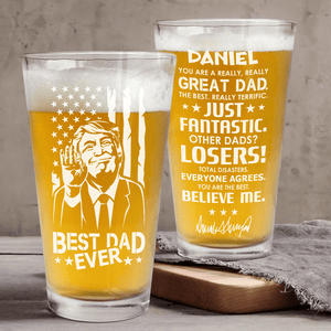 GeckoCustom Trump 2024 Flag Full Laser Engraved Beer Glass N304 HA75 890864 16oz / 2 sides