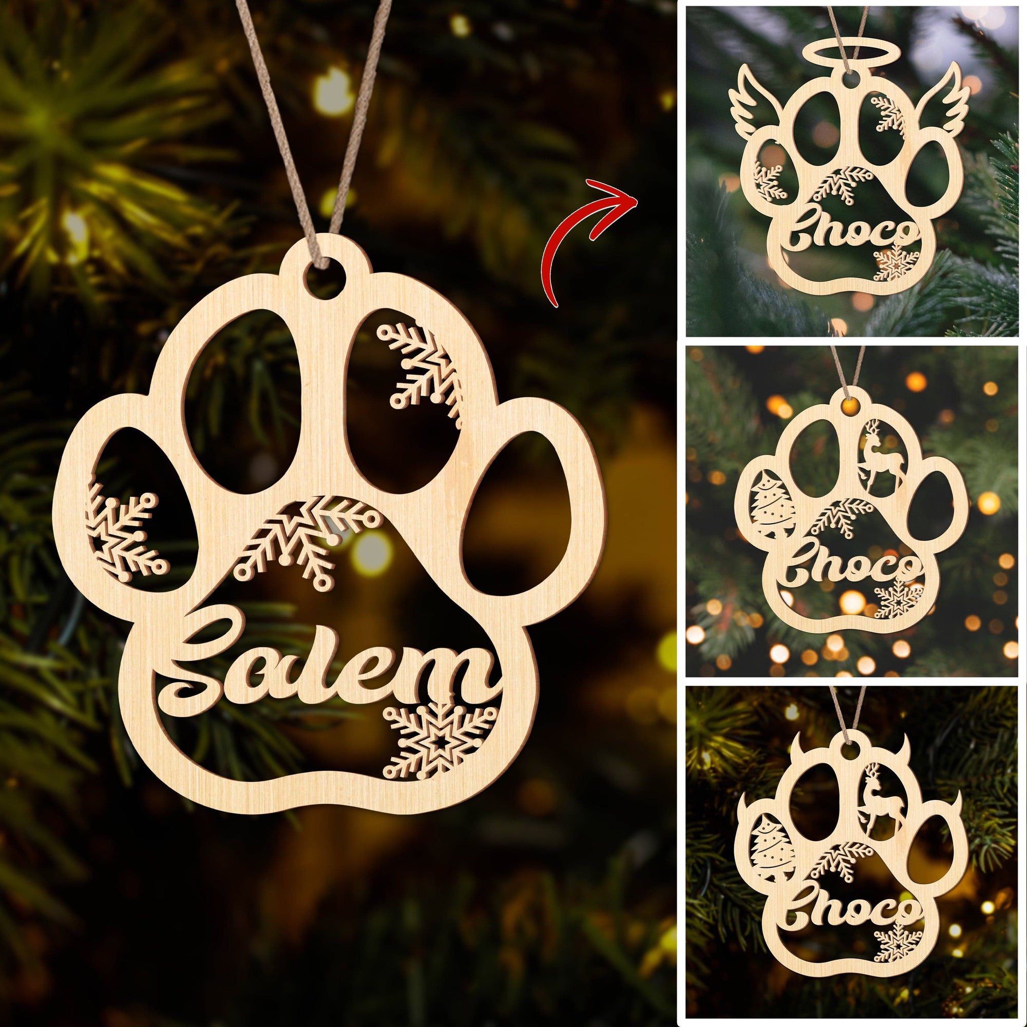 GeckoCustom Custom Name Personalized Christmas With Fur Babies Pet Wood Ornament HA75 891472 3.95" x 2.86" / Pack 1