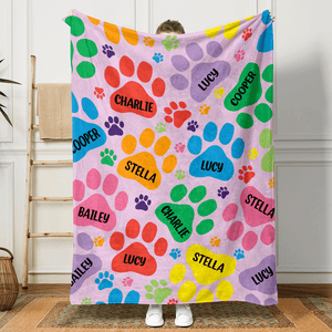 GeckoCustom Custom Name With Paw And Bones Pattern Blanket TA29 889944