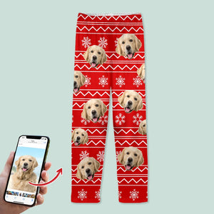 GeckoCustom Custom Pajamas Portrait Photo Christmas Pattern Dog Cat N369 888664 For Kid / Only Pants / 3XS