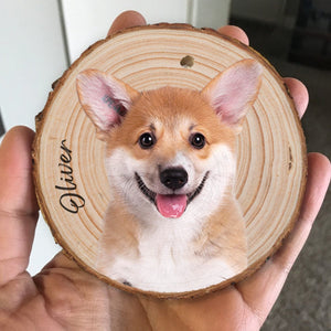 GeckoCustom Custom Pet Photo On Wood Slice Ornament N304 889875