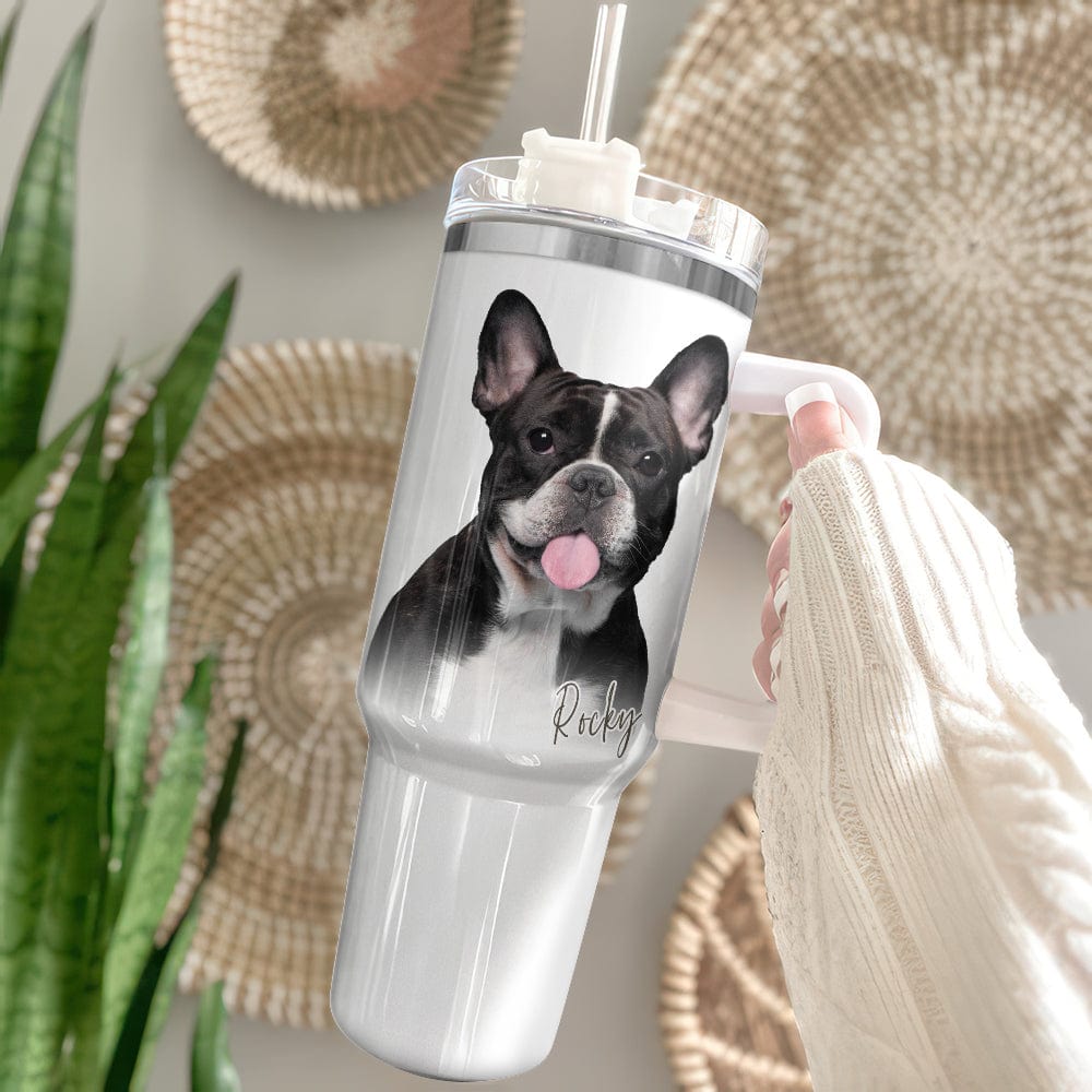 GeckoCustom Custom Pet Portrait Photo Dog Tumbler Iron Ring 40oz TA29 890342