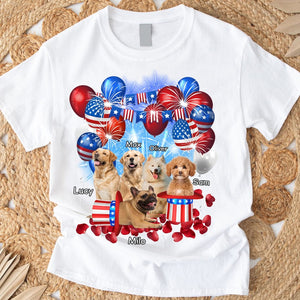 GeckoCustom Custom Photo 4th Of July For Dog Lovers Bright Shirt HO82 890734