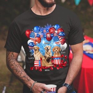 GeckoCustom Custom Photo 4th Of July For Dog Lovers Dark Shirt HO82 890736