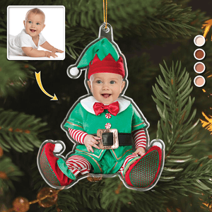 GeckoCustom Custom Photo Adorable Newborn Baby Elf Acrylic Ornament HA75 891036