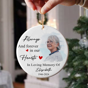 GeckoCustom Custom Photo Always And Forever In Our Hears Memorial Ceramic Ornament HA75 891468 1 Piece