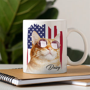 GeckoCustom Custom Photo America Flag Pet Mug TA29 890783