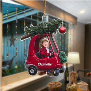 GeckoCustom Custom Photo Baby Driving Car With Christmas Pine Tree Acrylic Ornament HO82 891106