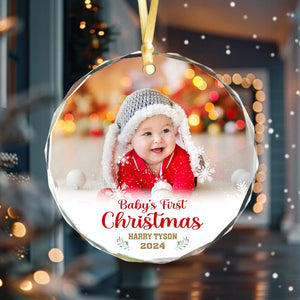 GeckoCustom Custom Photo Baby's First Christmas Glass Ornament HA75 891428