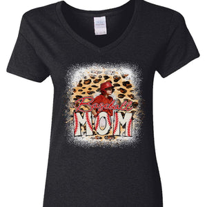 GeckoCustom Custom Photo Baseball Mom Shirt K228 889735 Women V-neck / V Black / S