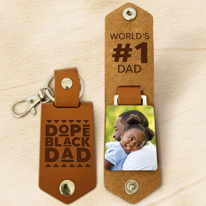 GeckoCustom Custom Photo Best #1 Dad Leather Keychain N304 890104