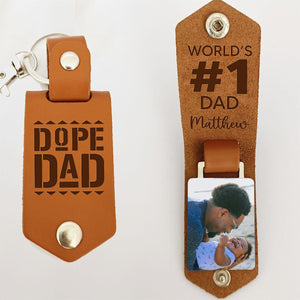 GeckoCustom Custom Photo Best #1 Dad Leather Keychain N304 890104