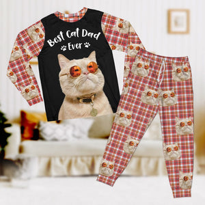 GeckoCustom Custom Photo Best Cat Mom, Cat Dad Ever Christmas Sleepwear HA75 891560