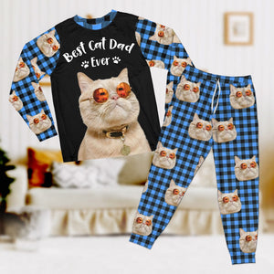 GeckoCustom Custom Photo Best Cat Mom, Cat Dad Ever Christmas Sleepwear HA75 891560