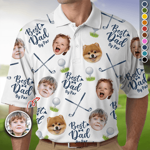 GeckoCustom Custom Photo Best Dad By Par Polo Shirt HA75 890616