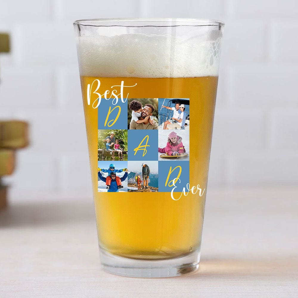 GeckoCustom Custom Photo Best Dad Ever Print Beer Glass HO82 890688 16oz / 1 side